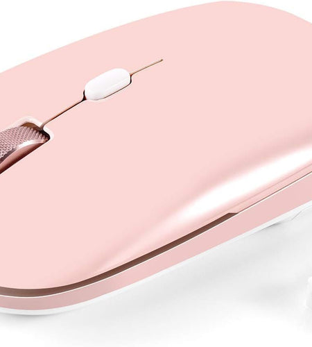 Wireless Flat Mouse, 2.4G Optical Mouse, Computer Mouse for Laptop, PC, Computer, Chromebook, Notebook, Especially Designed for Computer Bags (Pink)