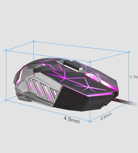 G10 Gaming Mouse Wired, 7 Colors Breathing LED Backlit Gaming Mouse, 6 Adjustable Speeds, Ergonomic Optical Computer Mouse with 7 Buttons for Windows PC Gamers