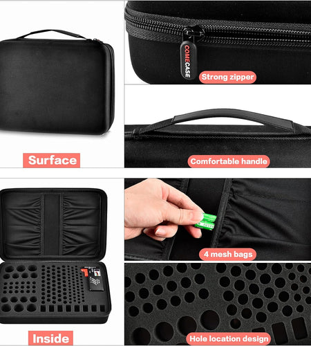 Hard Battery Organizer Storage Box, Carrying Case Bag Holder - Holds 148 Batteries AA AAA C D 9V - with Battery Tester BT-168 (Batteries Are Not Included)